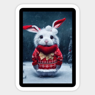 Cute Christmas Bunny with Christmas sweater Sticker